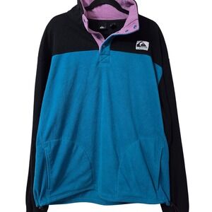 Quicksilver retro colorblock 1/4 button fleece mens size XL